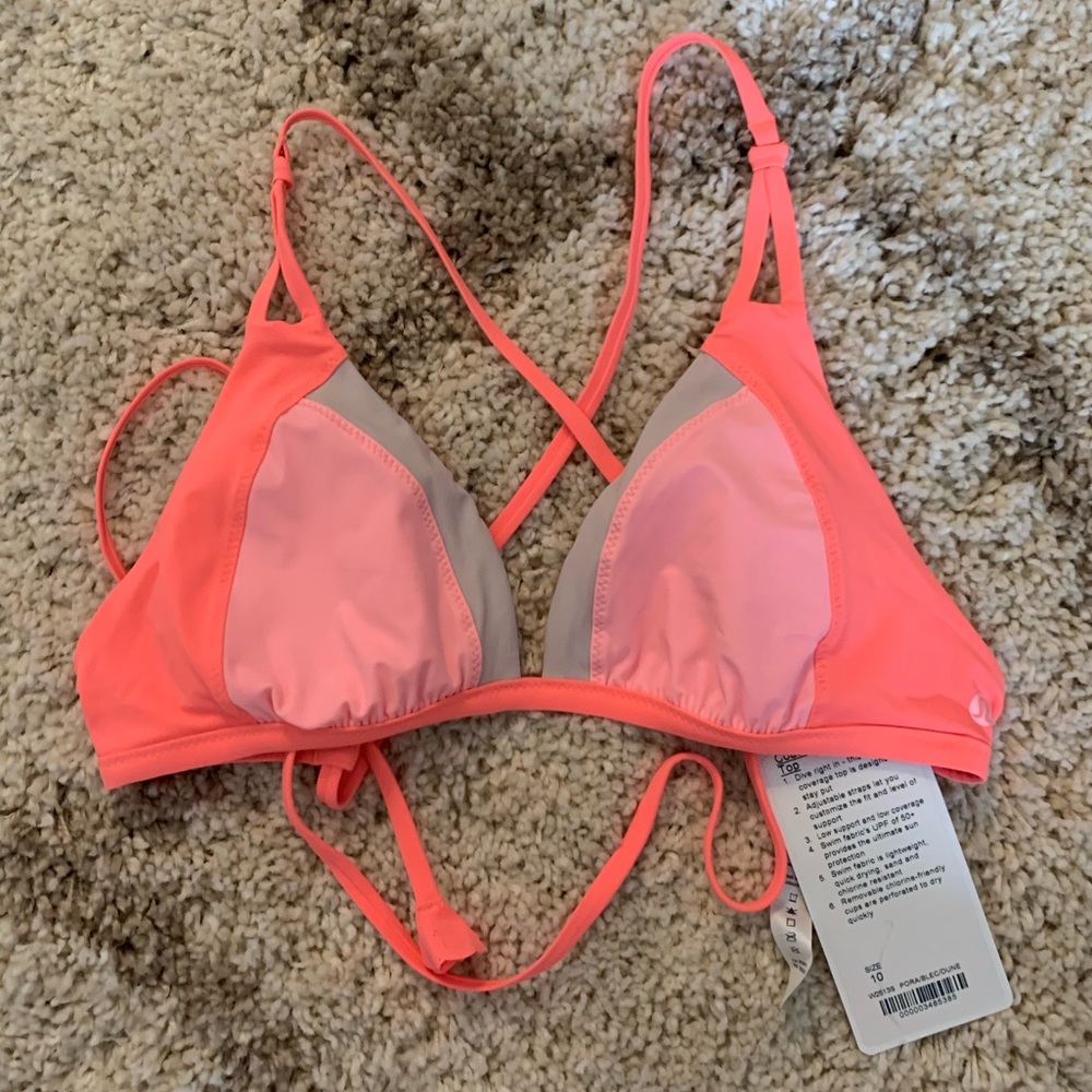 Lululemon Coral Pink Coastal Om Triangle Top Sz 10